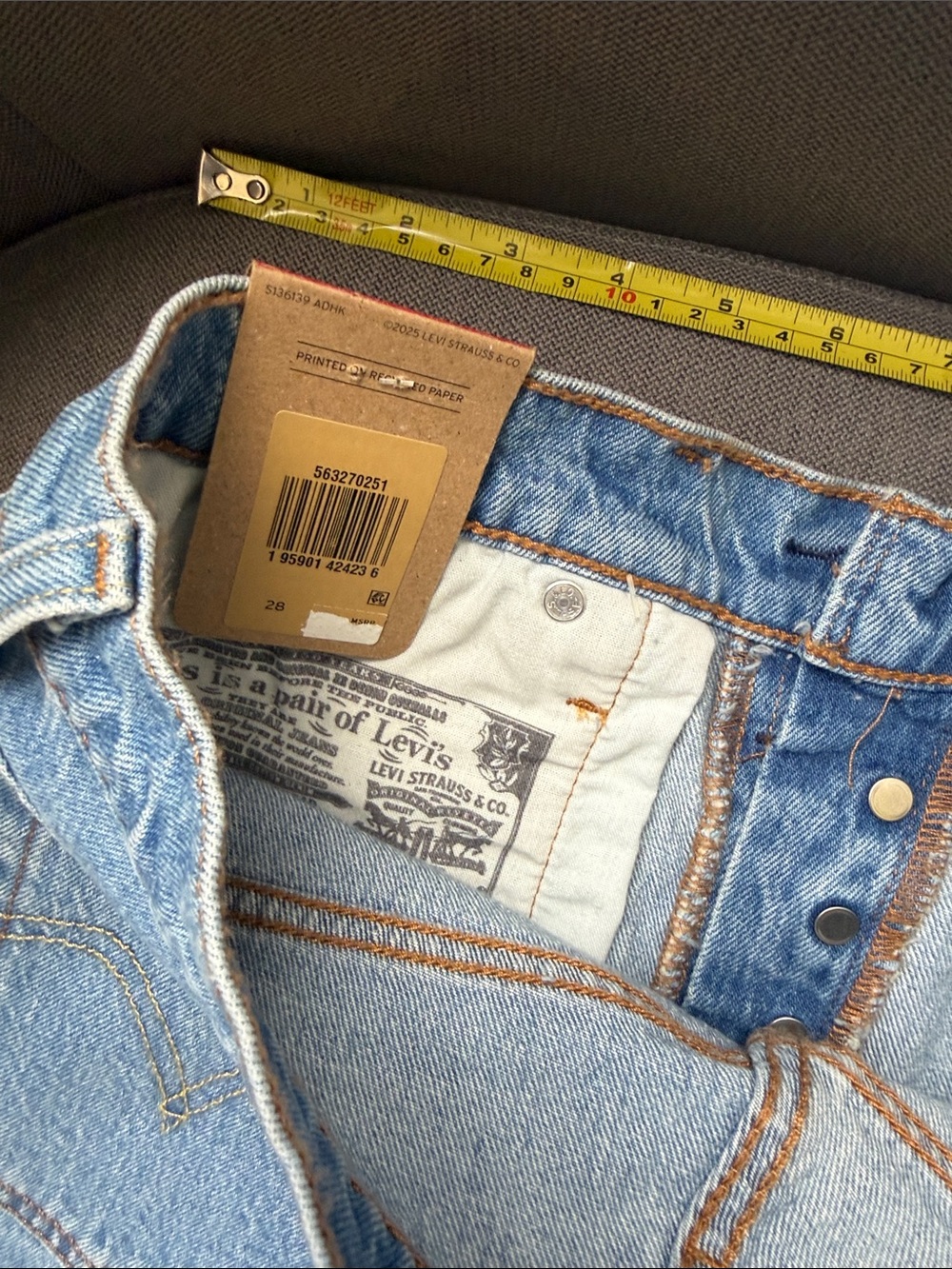 Levi's Light Blue Frayed Hem Denim Shorts - Picture 7 of 7